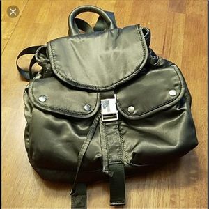 Steve Madden Olive Green Satin Backpack